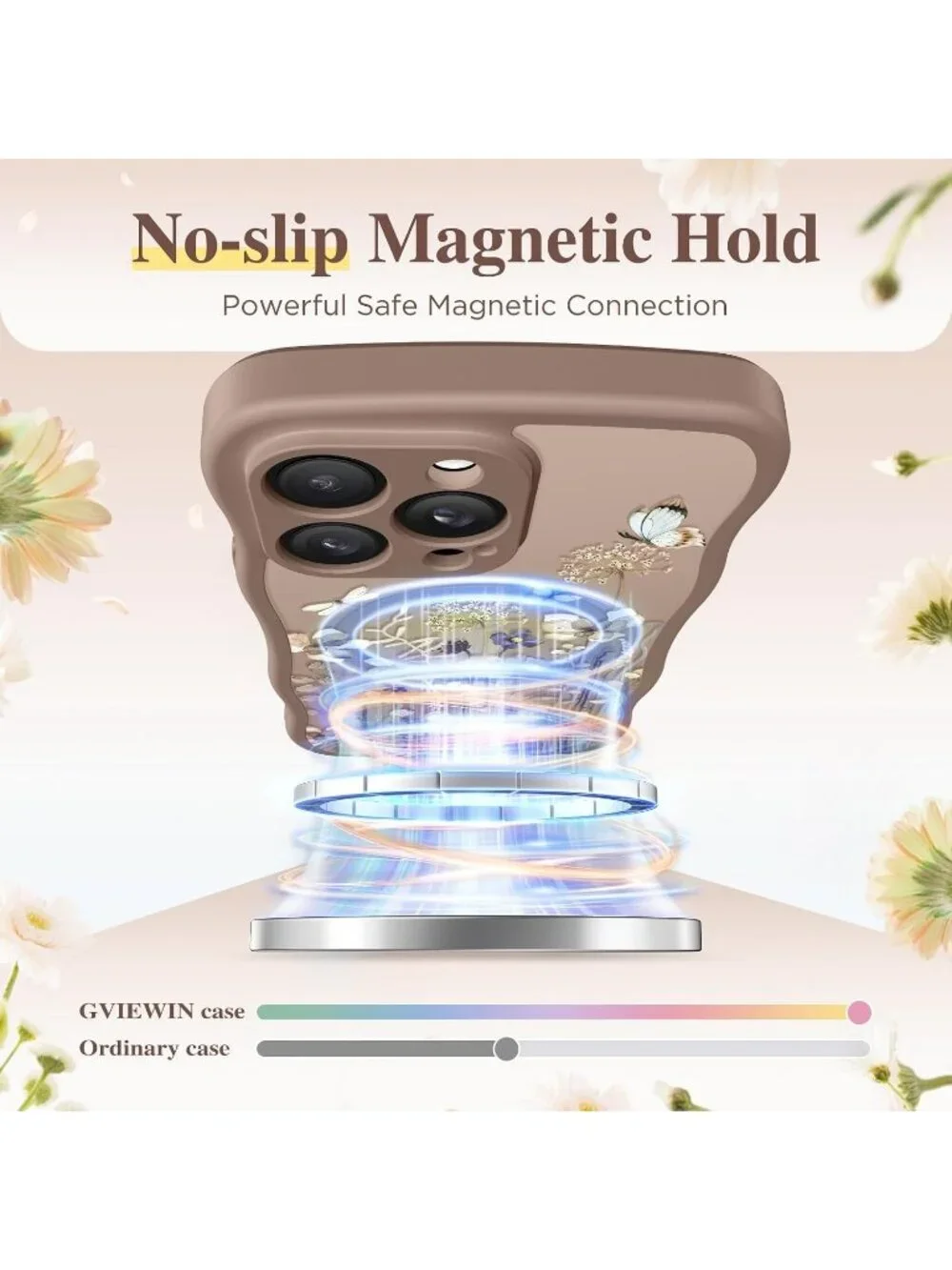 iPhone 14 Pro Autumnflit/Brown Compatible with MagSafe Floral Translucent Case